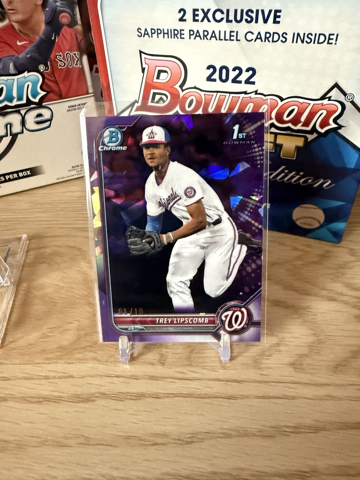 2022 Bowman Draft Sapphire Trey Lipscomb Purple /10 Nationals 1st #BDC-197