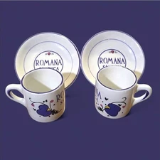Set Of 2~Romana Sambuca  Espresso Coffee Cups & Saucers ~3oz