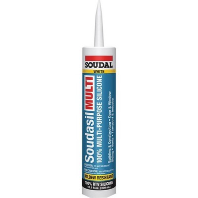 Soudal 10.1oz White Multi-Purpose 100% RTV Silicone Sealant - Mildew Resistant