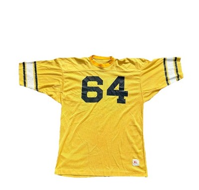 70s Champion Mesh Football Jersey XL Yellow Black #64 Embroidered RARE Parker