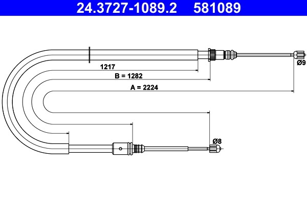 Rear ATE 24.3727-1089.2 Cable Pull, parking brake for RENAULT