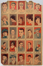 1926 W512 Full Uncut Sheet 25 Strip Cards Babe Ruth Hornsby Vance Hagen Frisch