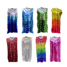 LED Silk Belly Dance Fan Illuminated Long Silk Fan for Stage Performs Light Up