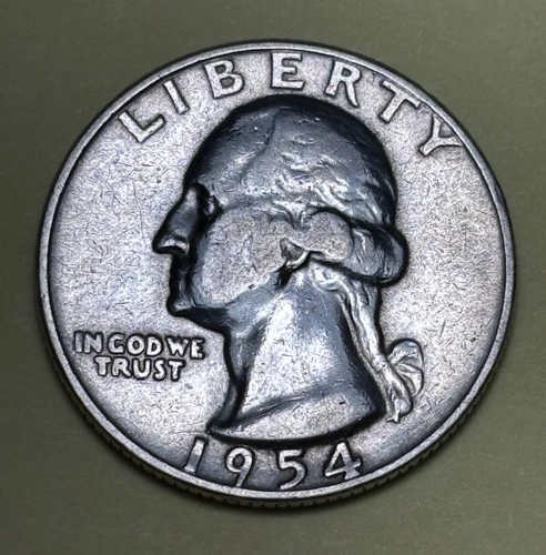 1954 Washington Quarter Philadelphia No Mint Mark 90% Silver AU