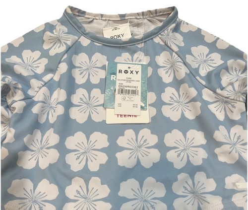 Roxy Girl Vacation Memories Crop Long Sleeve Sun Guard Top Bikini Swimsuit 10 - Picture 3 of 6