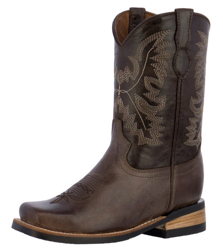 Bota Western de cuero marrón oscuro para niños pequeños Vaquero Bota Rancho talla 11, 12, 13 - Imagen 1 de 6