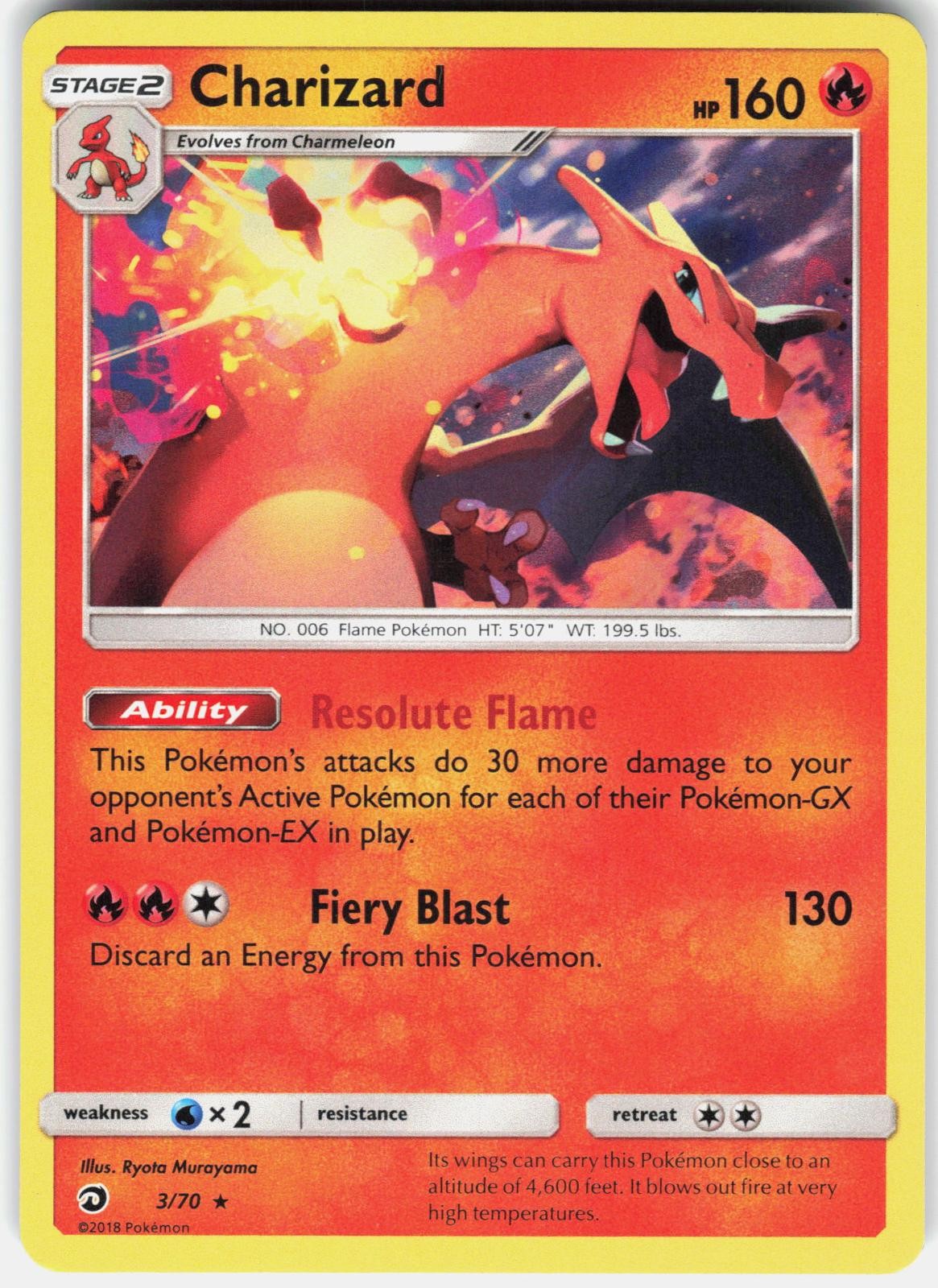 Pokemon Charizard 3/70 Holo Rare Dragon Majesty Pokemon Near Mint