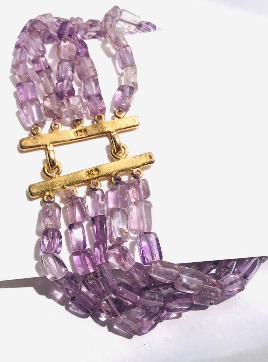 Delicate 5 row amethyst flat rectangle beads 925 … - image 6