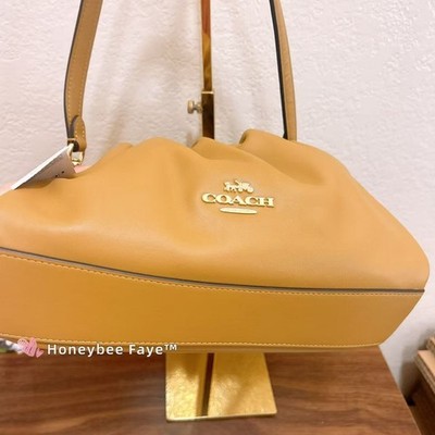 NWT Coach Faye Shoulder Bag With Ruching CV529 Gold/honey brown | eBay