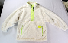 NWT Justice Sherpa Girls Pullover white Furry Green Triimming size 10