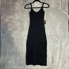 Express Bodycon Midi Sweater Dress Womens XS Grey Knit Ruched Sleeveless NWT
