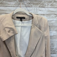 WHBM Womens 12 Blazer Peplum Beige Laced Sides Single Button Lined Professional