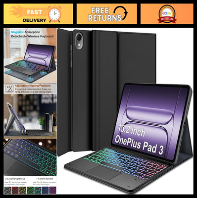 Backlit Keyboard Case for 13.2'' OnePlus Pad 3 - Detachable Bluetooth Touchpad, 7