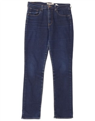 Levi's Damen 724 High Rise Straight Jeans W30 L30 Navy Blau Baumwolle BK08
