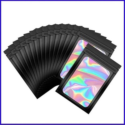 50 Stck. Holografische Mylar Druckverschlussbeutel Folienaufbewahrungsbeutel Geschenk Schmuck