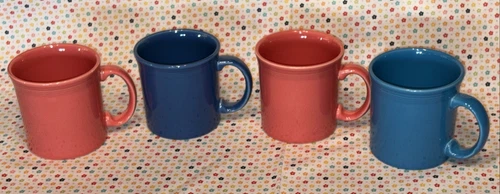 Set of 4 Vintage Fiesta Ware D Handle Coffee Mugs Homer Laughlin Mixed Colors