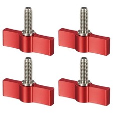 Rotary thread knob, 4pcs T type M6 17mm adjustable, red, aluminum alloy