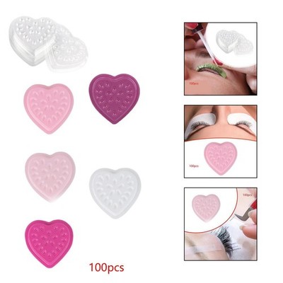100Pcs Eyelash Extension Glue Tray Lash Supplies Tray with Base Flower Girls