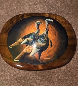 Vintage WILD TURKEY, Gobbler Wooden Belt Buckle Artist Dale Larison #737 / 1000