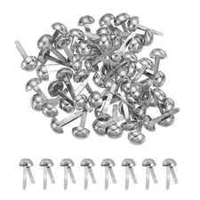 120Pcs Brads Paper Fasteners, 8x17 mm Metal Round Head Split Pins, Silver Tone