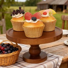 Présentoir à gâteaux rond en bois, plateau sur pied pour desserts et tartes