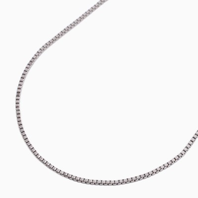Pt950 Solid Platinum 0.5mm Slim Venetian Box Chain Necklace 17.75'' Adjustable