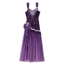 Retro 3DFlower Lolita Suspender Fishtail Dress Light Luxury Slim Long Dresses