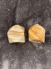 TETRADECAHEDRON Paperweight 14-sided Polished Stone Orange Tan Cream Hues