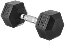 Amazon Basics Rubber Hex Dumbbell Hand Weight, 25 Pounds, 25 Black