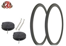 ALTA BICYCLE 700 x 32c LIGHTWEIGHT BLACK TIREs EASY RIDER 60mm TUBES (6pc Set).