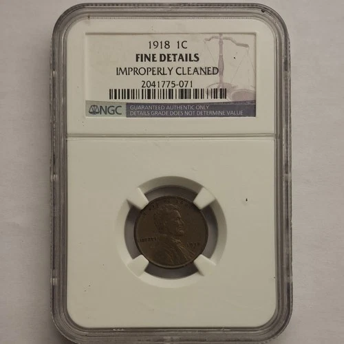 1918 Lincoln Wheat Cent NGC Fine Details Bronze Philadelphia