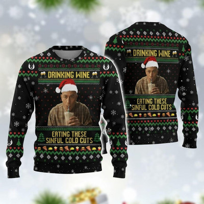 Charlie Hunnam Drinking Wine Eating These Sinful Cold Cuts Ugly Xmas Sweater
