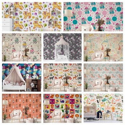 3D Animal Cartoon Pattern Self-adhesive Wallpaper Removable Wallpaper Wall Mural
