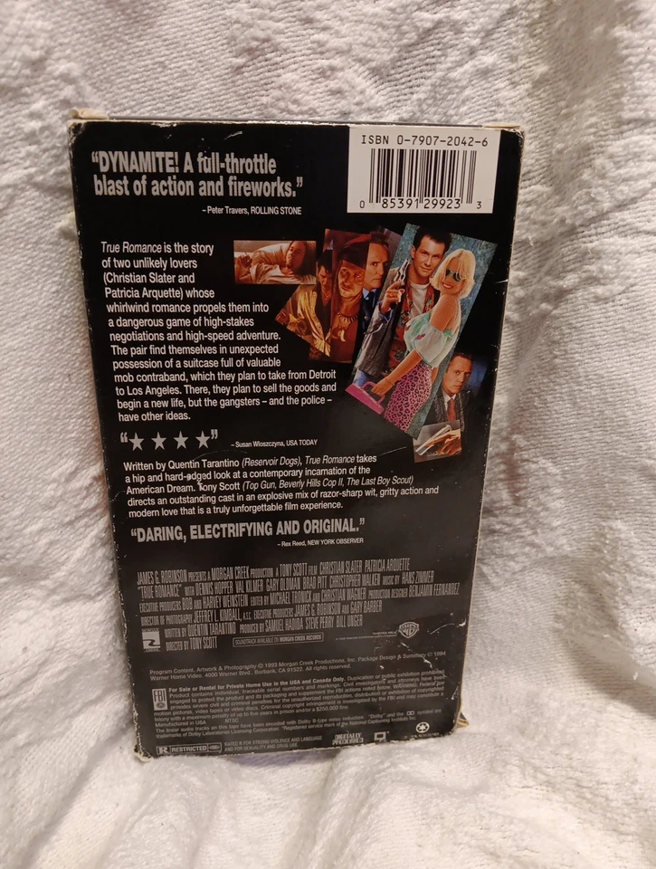 True Romance VHS 1994 Tarantino Tony Scott Christian Slater Small Crack On Back - Image 3 of 4