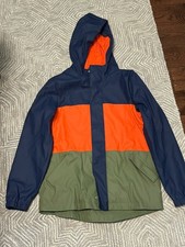 Boys Cat & Jack Rain Coat Size 10/12 - Lined with Cotton T-shirt Lining Tricolor