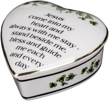 Porcelain Irish Shamrock Jewelry Keepsake Box First Communion Box