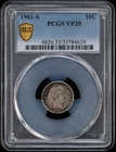1901 S Dimes Barber or Liberty Head PCGS VF-35