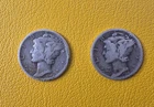 Lot Of 2 Mercury Dimes 1942-D 1943-S 90% Silver Circulated US Coins