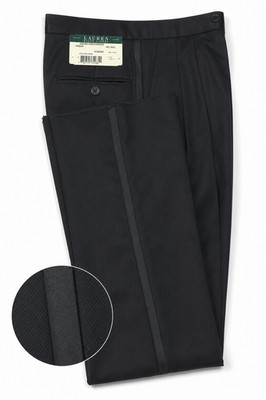 New Men's Lauren Ralph Lauren Black Tuxedo Pants Wool Long Rise 34'' Waist