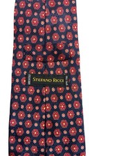 Stefano Ricci Men's 100 Silk Tie Red Blue Designer Geometric