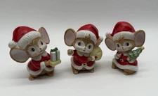 Vintage Homco Christmas Mouse Figurines In Santa Suits Lot Of 3