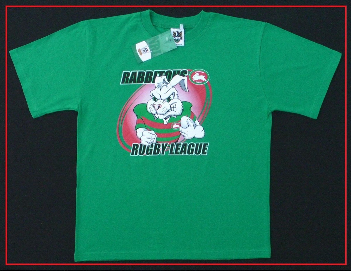 NRL SOUTH SYDNEY RABBITOHS T-SHIRT (M) Mascot print w/tags