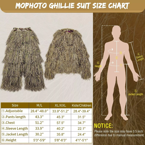 3D Universal Woodland Camouflage Ghillie Suit Military Sniper Clothes Hunting US - Picture 3 of 12