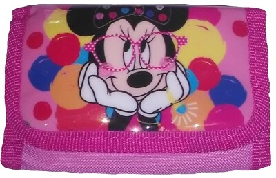 Disney Minnie Mouse Tri Fold Portafoglio con Zip Scomparto