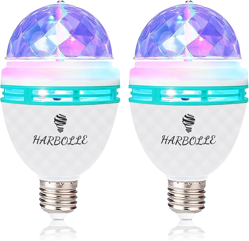 2 Pack RGB Color Rotating Bulb,E26/E27,Led Party Bulbs Colored Strobe Light Bulb