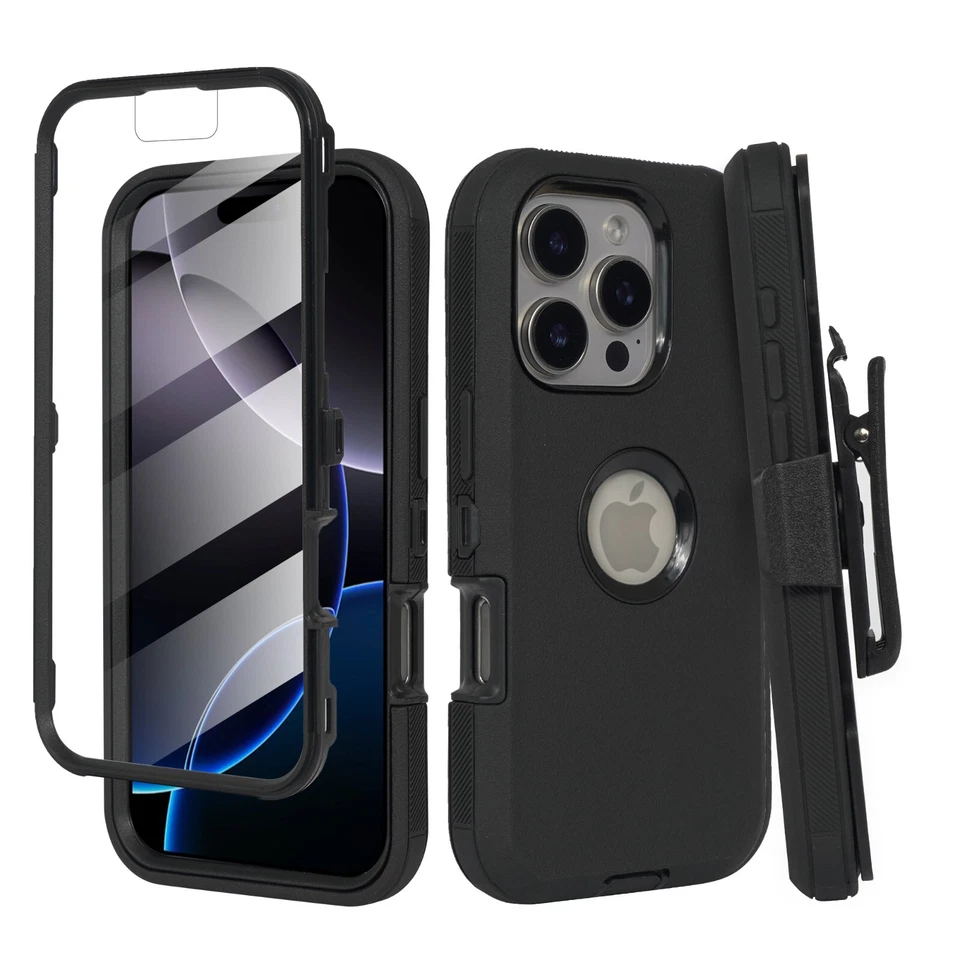 For iPhone 16, 16 Pro, Plus, 16 Pro Max Case Belt Clip Cover Built in Screen - Image 2 of 4