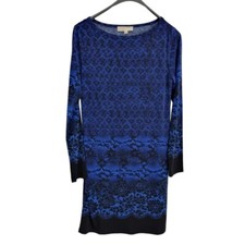 Michael Kors blue/black floral/snake print shift dress.Sz medium uk 10 