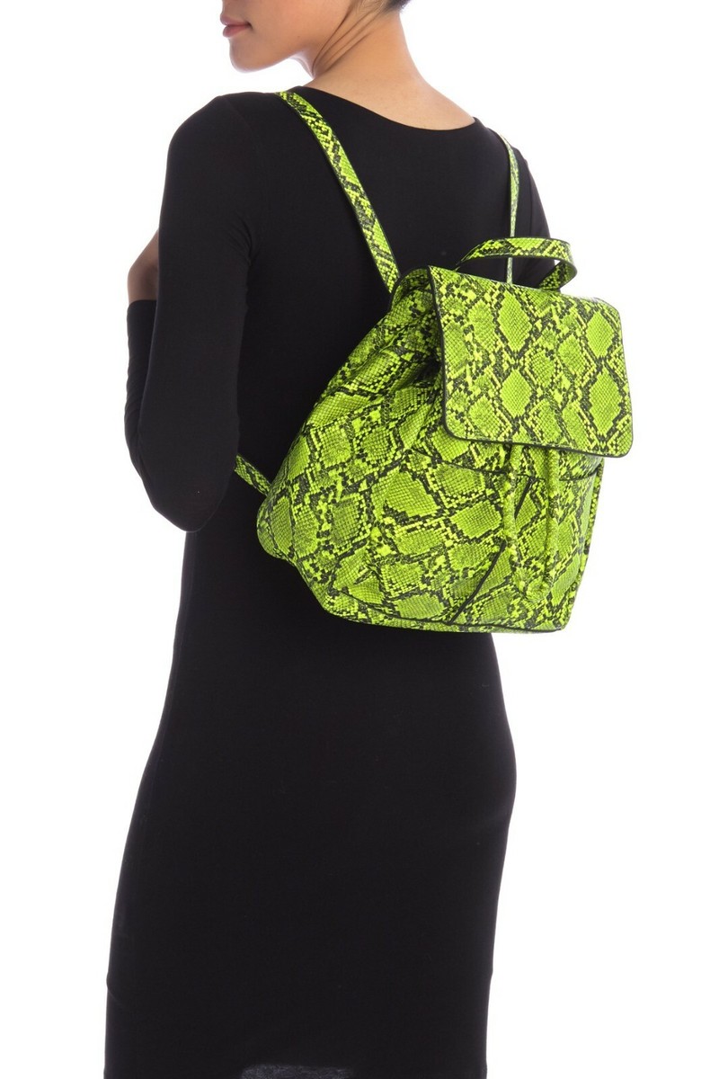 Pink Haley Makenzie Snake Print Faux Leather Backpack Yellow  display picture 3