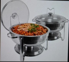 BriSunshine 430 Stainless Steel 4qt Chafing Dish Glass Lid & Lid Holder 2 Pack