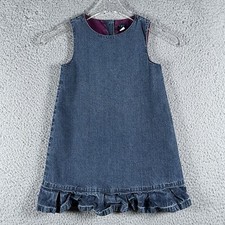 Baby Gap Denim Dress Size 4 Toddler Blue Lined Ruffle Sleeveless Vintage 2003